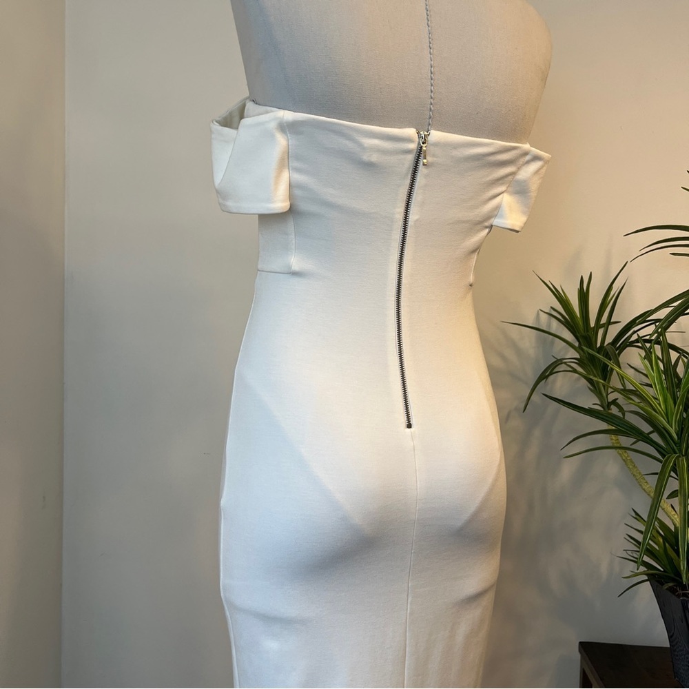 Zara Off White Off the Shoulder Midi Dress Size Medium - Picture 5 of 7